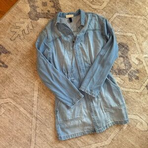 Universal thread zip up long sleeve jean dress